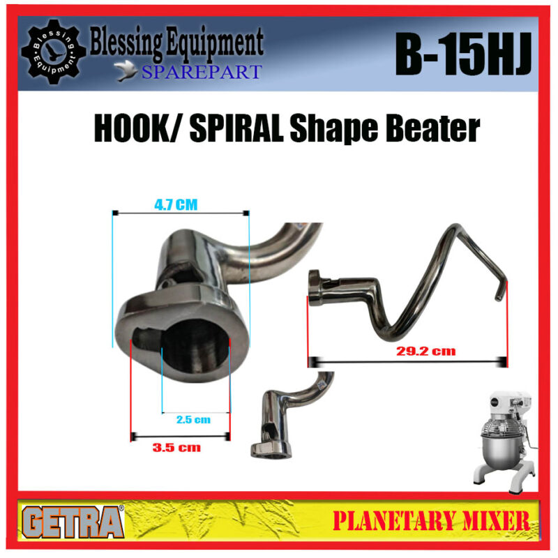 B-15HJ HOOK | SPIRAL Shape Beater Planetary Mixer Getra - Image 3