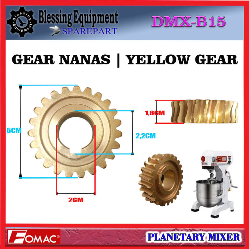 DMX-B15 SPAREPART YELLOW GEAR | GEAR NANAS | KEY GEAR NO.15 Planetary Mixer FOMAC DMX B15 GIGI KUNING 23T | KEY GEAR YELLOW NO 15 DMXB15 FOMAC - Image 2