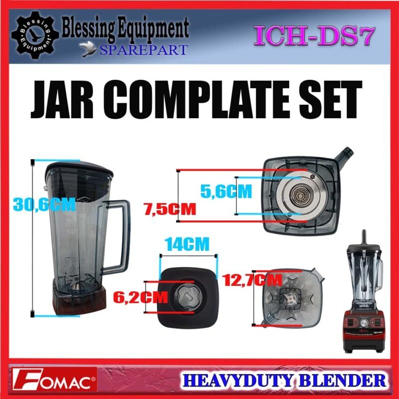 ICH-DS7 SPAREPART JAR SET | GELAS TABUNG LENGKAP | JAR COMPLATE SET 2L Heavyduty Blender FOMAC ICH DS7 TABUNG GELAS LENGKAP | WADAH KOMPLIT BLENDER 2 LITER ICHDS7 FOMAC - Image 2