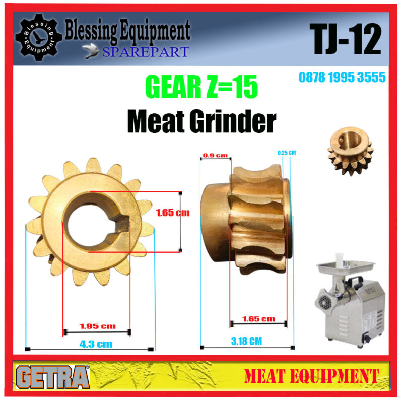 TJ-12 YELLOW GEAR Z=15 IDN Meat Grinder Getra