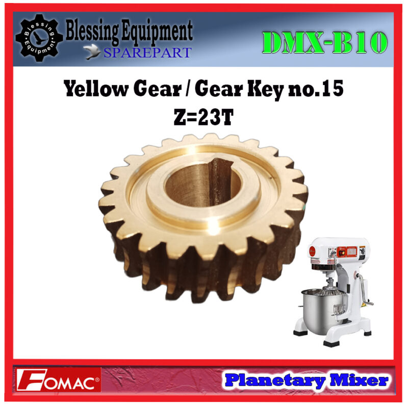DMX-B10 Sparepart YELLOW GEAR Z=23T - Gear Key no.15 Planetary Mixer Fomac - Image 4