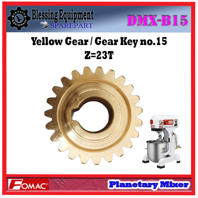 DMX-B15 Sparepart YELLOW GEAR Z=23T - Gear Key no.15 Planetary Mixer Fomac - Image 5