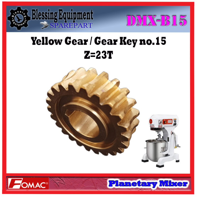 DMX-B15 Sparepart YELLOW GEAR Z=23T - Gear Key no.15 Planetary Mixer Fomac - Image 4