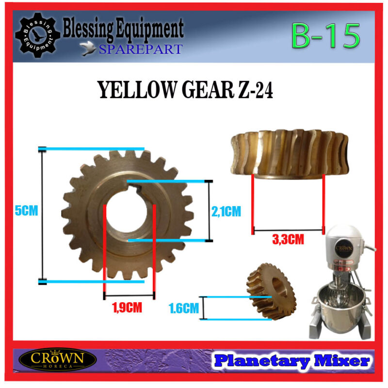 B-15 SPAREPART YELLOW GEAR | GEAR NANAS Z-24 Planetary Mixer CROWN GEAR 24 GIGI B-15 SPAREPART YELLOW GEAR | GEAR NANAS Z-24 Planetary Mixer CROWN GEAR 24 GIGI - Image 3