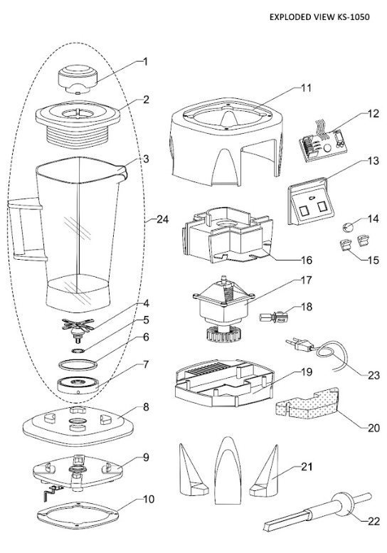 Sparepart Set Heavy Duty Blender Getra KS-1050