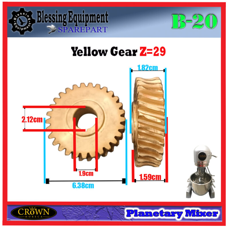CROWN B20 SPAREPART YELLOW GEAR | GEAR NANAS Z-29 Mixer Planetary B-20 CROWN GEAR GIGI 29 - Image 2
