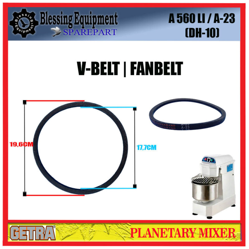 DH-10A SPAREPART FANBELT | V-BELT A 560 Li / A-23 Spiral Mixer GETRA DH 10A - Image 2