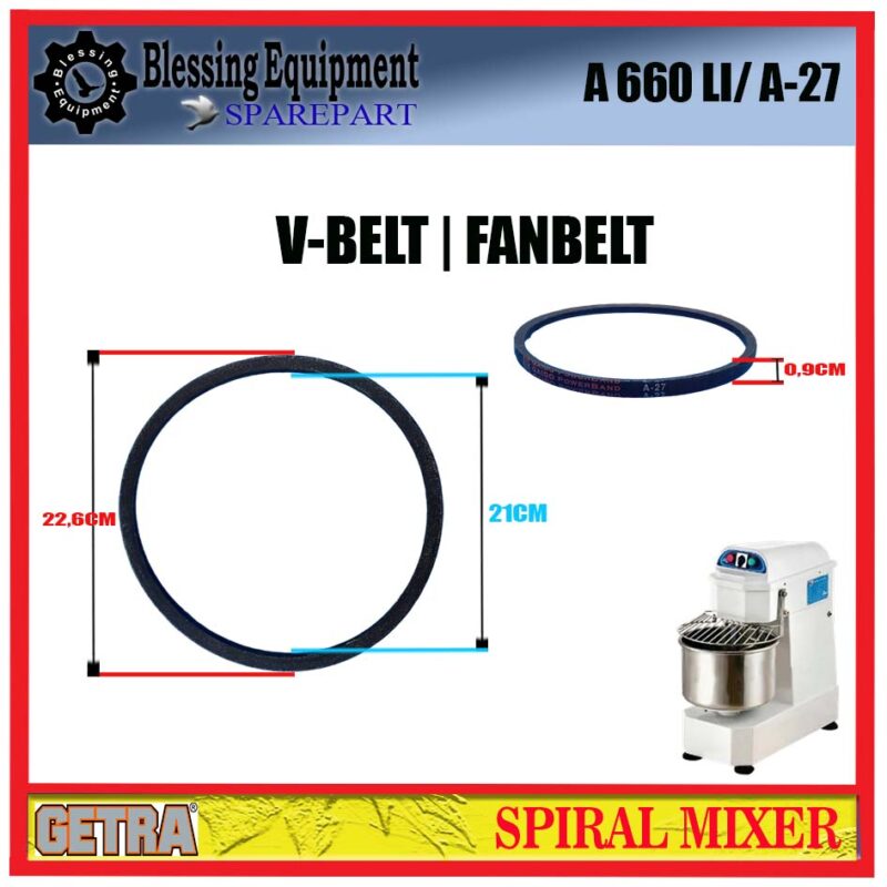 DH-20A/30A/50A SPAREPART FANBELT A 660 LI / A-27 Spiral Mixer GETRA - Image 2