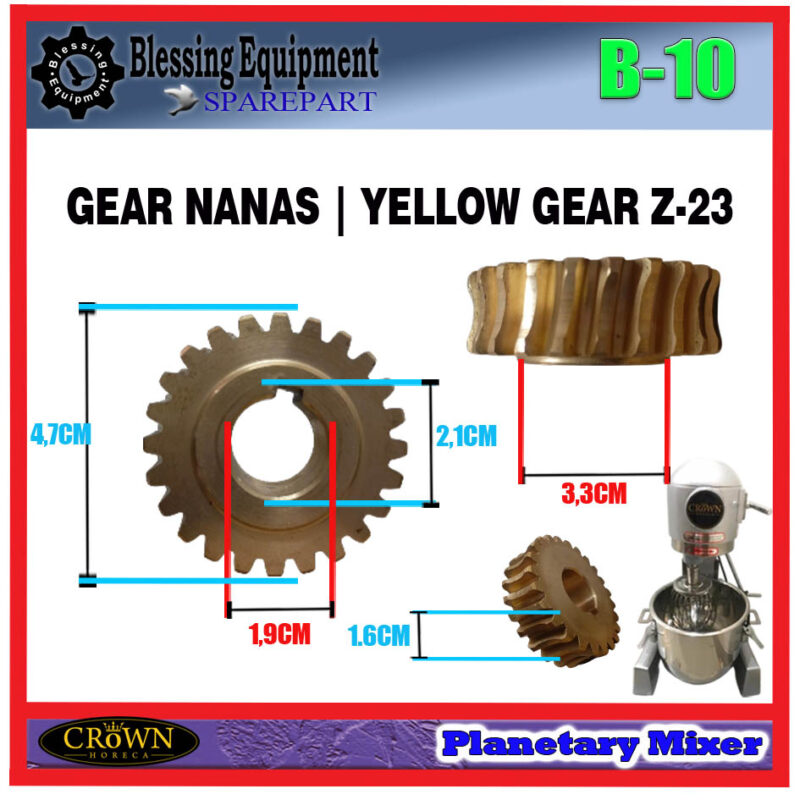 B-10 SPAREPART YELLOW GEAR | GEAR NANAS Z-23 Planetary Mixer CROWN GEAR 23 GIGI - Image 2