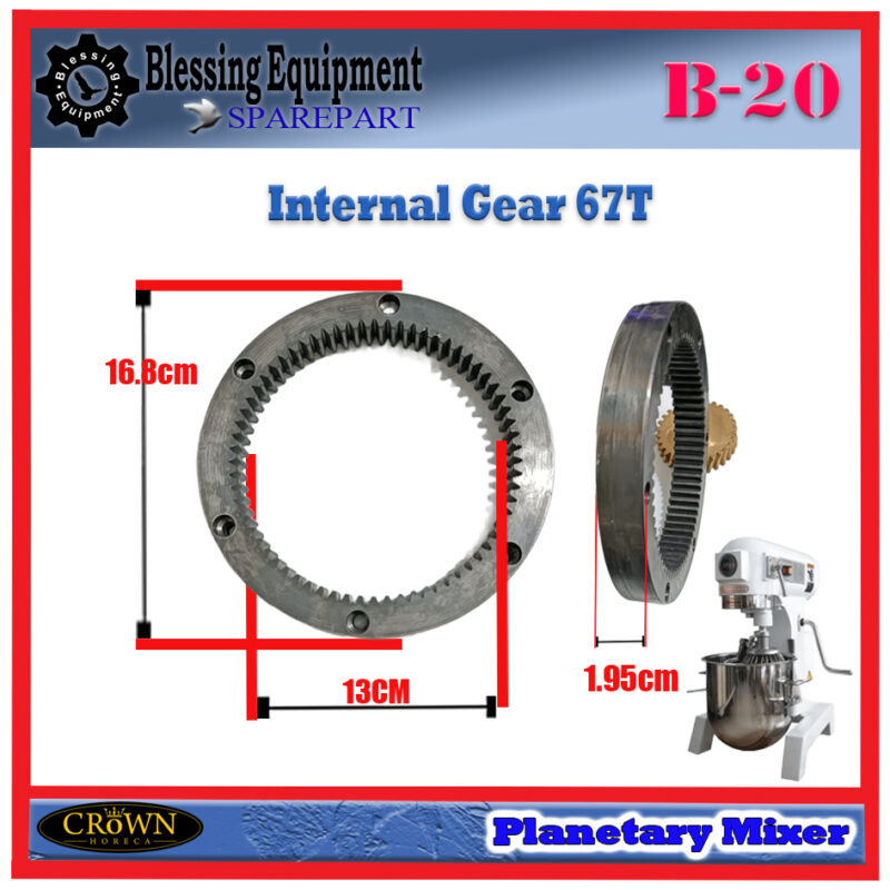 B-20 SPAREPART INNER GEAR | INTERNAL GEAR 67T Planetary Mixer CROWN B 20 GEAR 67T - Image 2