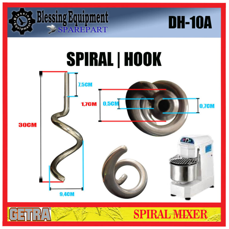 DH-10A SPAREPART HOOK | SPIRAL 10L Spiral Mixer GETRA PENGADUK SPIRAL MIXER 10LITER DH 10A DH-10A SPAREPART HOOK | SPIRAL 10L Spiral Mixer GETRA PENGADUK SPIRAL MIXER 10LITER DH 10A - Image 2