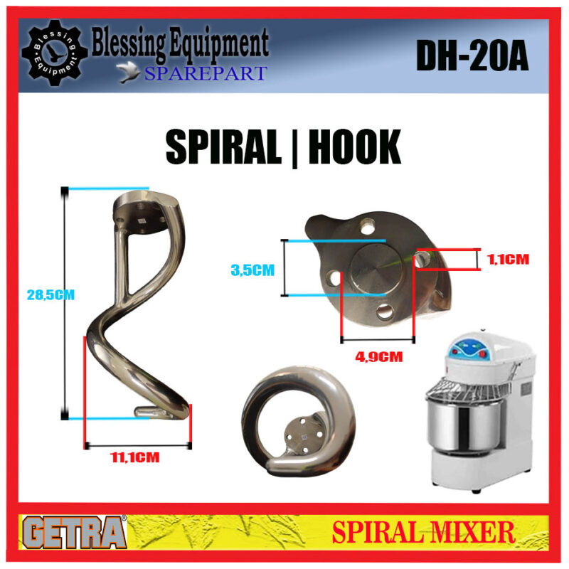 DH-20A SPAREPART HOOK | SPIRAL 20L Spiral Mixer GETRA Pengaduk Spiral Mixer 20LITER DH 20A - Image 2