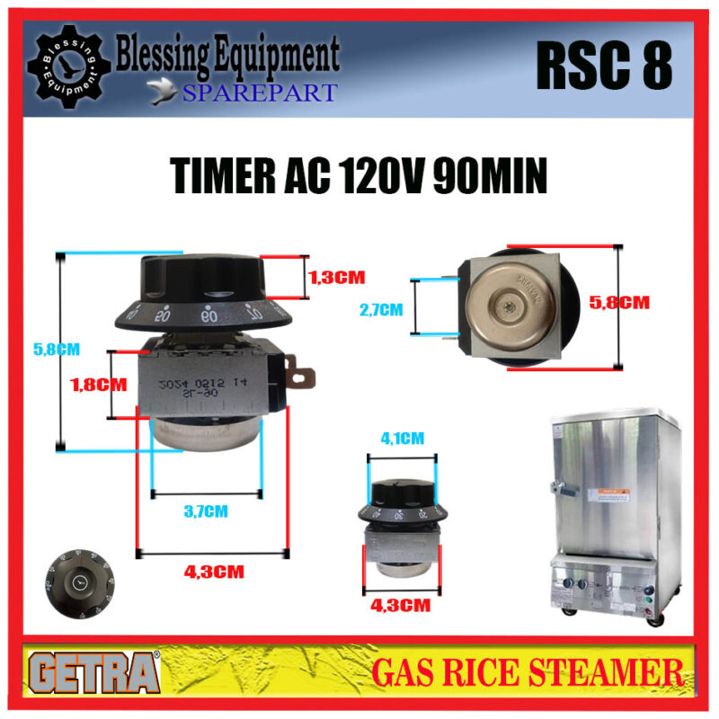 RSC-8 SPAREPART TIMER AC 120V 90Min Gas Rice Steaming GETRA - Image 2