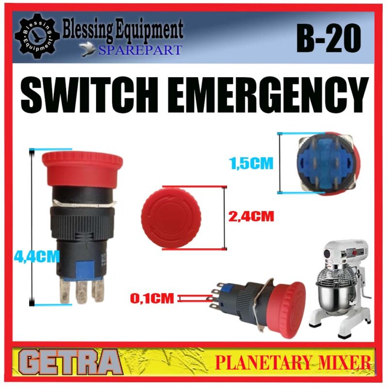 B-20 SPAREPART SWITCH EMERGENCY | EMERGENCY STOP BUTTON Planetary Mixer GETRA B 20 STAYPUT ACTUATOR | TOMBOL DARURAT MESIN PENGADUK ADONAN | MIXER B20 GETRA - Image 2
