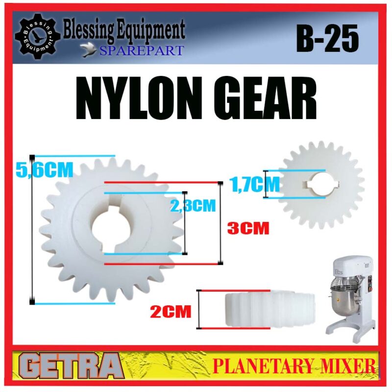 B-25 SPAREPART GIGI PLASTIK | GEAR NYLON 25L Planetary Mixer GETRA B 25 GEAR | GEAR PLASTIK 25L | GIGI NYLON MIXER KAPASITAS 25LITER GETRA B25 - Image 2