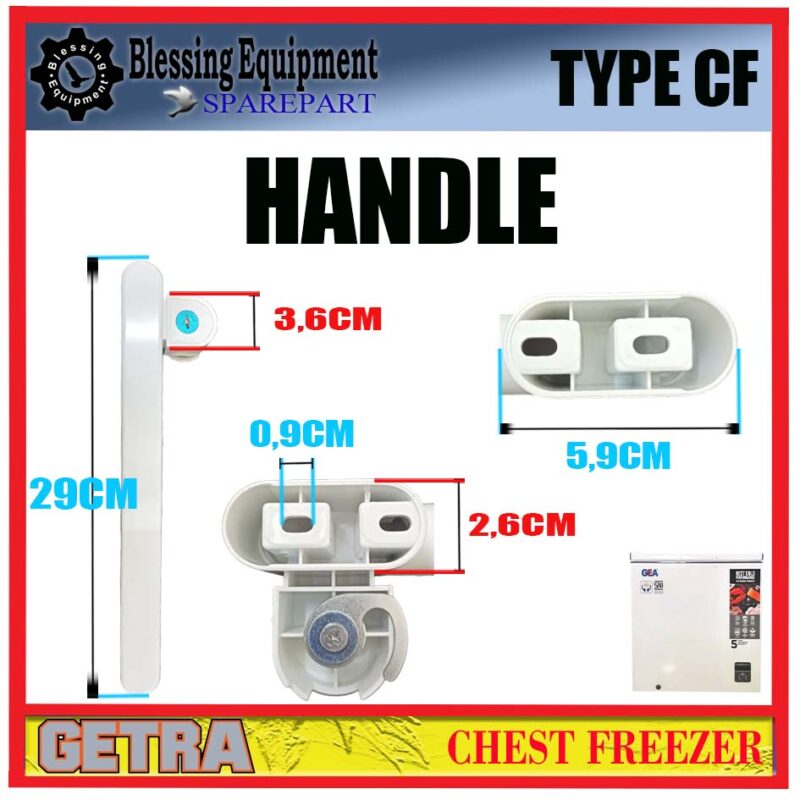 CF SPAREPART PEGANGAN | HANDLE Chest Freezer GEA CF PEGANGAN PINTU | DOOR | GAGANG PINTU GETRA UNTUK FREEZER TYPE CF GEA - Image 2