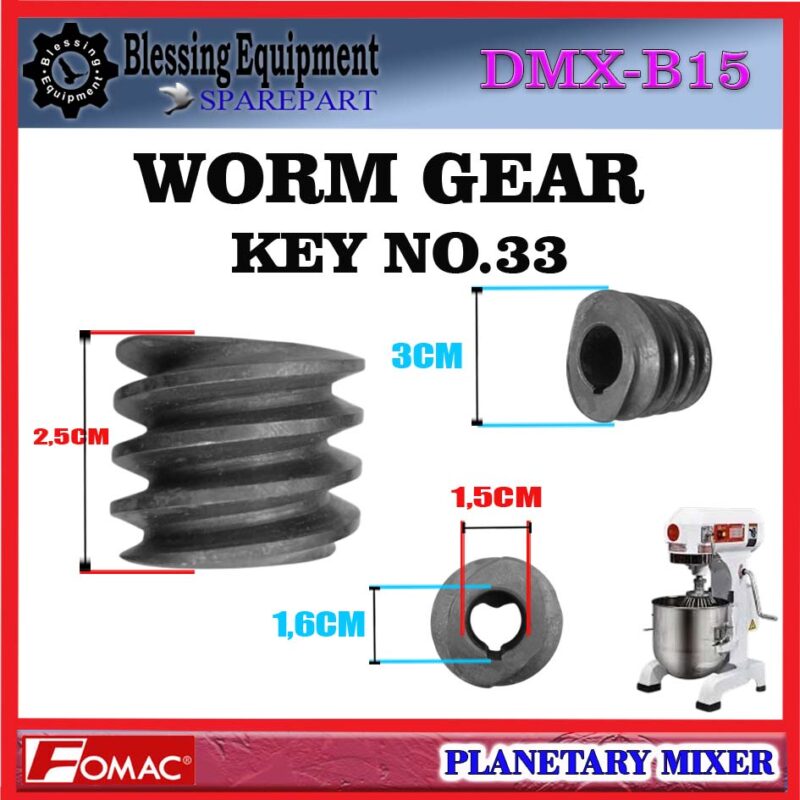 DMX-B15 SPAREPART KEY GEAR NO 33 | GEAR ULIR | WORM GEAR | GEAR BINTANG | GEAR CACING NO 33 Planetary Mixer FOMAC DMX B15 GEAR SPIRAL | KEY GEAR NO. 33 DMXB15 FOMAC DMX-B15 SPAREPART KEY GEAR NO 33 | GEAR ULIR | WORM GEAR | GEAR BINTANG | GEAR CACING NO 33 Planetary Mixer FOMAC DMX B15 GEAR SPIRAL | KEY GEAR NO. 33 DMXB15 FOMAC - Image 2