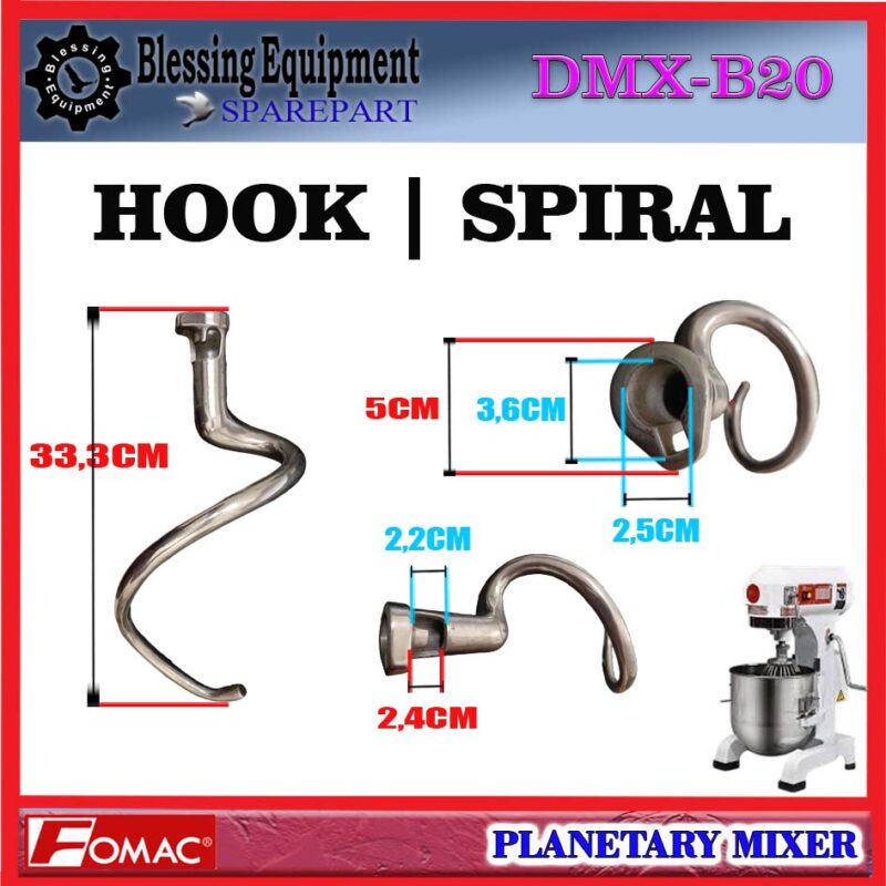 DMX-B20 SPAREPART SPIRAL | HOOK | KAIL | HOOK SHAPE BEATER 20L Standing Mixer FOMAC DMX B20 ALAT PENGOCOK | PENGADUK ADONAN BENTUK KAIL 20 LITER MIXER DMXB20 FOMAC DMX-B20 SPAREPART SPIRAL | HOOK | KAIL | HOOK SHAPE BEATER 20L Standing Mixer FOMAC DMX B20 ALAT PENGOCOK | PENGADUK ADONAN BENTUK KAIL 20 LITER MIXER DMXB20 FOMAC - Image 2