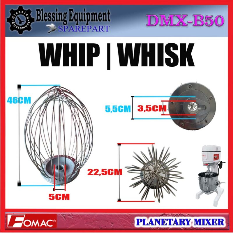 DMX-B50 SPAREPART WHIP | WHISK 50L Planetary Mixer FOMAC DMX B50 BALON | PENGOCOK BALON | PENGADUK ADONAN BERBENTUK BALON 50 LITER MIXER DMXB50 FOMAC - Image 2
