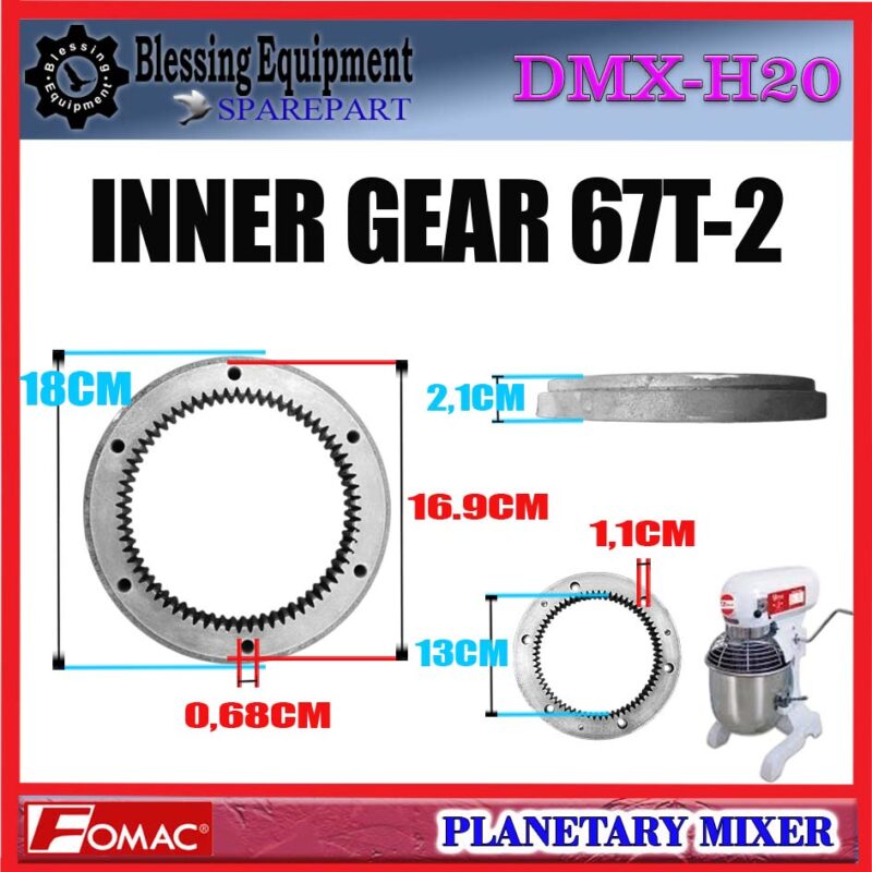 DMX-H20 SPAREPART INTERNAL GEAR | INNER GEAR 67T-2 | RODA GIGI GANDA Planetary Mixer DMXH20 FOMAC GEAR GANDA | INTERNAL GEAR 67 GIGI ROTASI GANDA MIXER FOMAC - Image 2