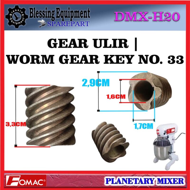 DMX-H20 SPAREPART WORM GEAR | GEAR BINTANG | GEAR ULIR | KEY GEAR NO.33 Planetary Mixer FOMAC DMX H20 GEAR CACING | GEAR SPIRAL NO 33 MIXER DMXH20 FOMAC DMX-H20 SPAREPART WORM GEAR | GEAR BINTANG | GEAR ULIR | KEY GEAR NO.33 Planetary Mixer FOMAC DMX H20 GEAR CACING | GEAR SPIRAL NO 33 MIXER DMXH20 FOMAC - Image 2