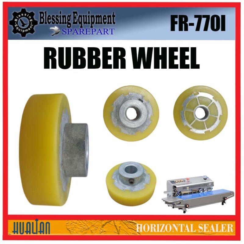 FR-770I SPAREPART RODA SILIKON | RUBBER WHEEL YELLOW Horizontal Sealer HUALIAN FR 770I RODA KARET KUNING | RODA BANTALAN PENEKAN | RODA MESIN PENYEGEL FR770I HUALIAN