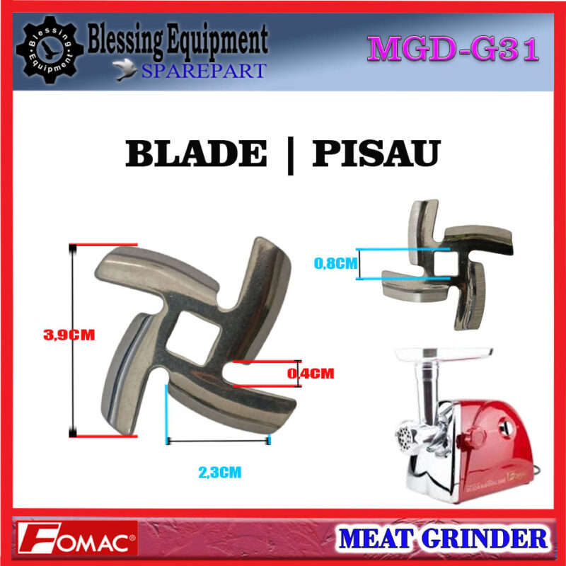 MGD-G31 SPAREPART KNIFE | PISAU | BLADE 4 MATA Meat Grinder MGD G31 FOMAC CROSS KNIFE | MATA PISAU SILANG UNTUK MESIN PENGGILING DAGING MGDG31 FOMAC - Image 2