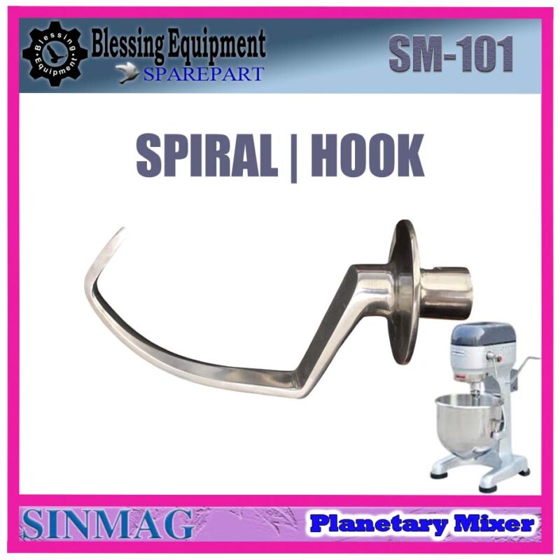 SM-101 SPAREPART PENGADUK SPIRAL | HOOK 10L Planetary Mixer SINMAG SM 101 HOOK SHAPE BEATER | PENGOCOK 10 LITER | PENGADUK BERBENTUK KAIL | KAIT MIXER SM101 SINMAG