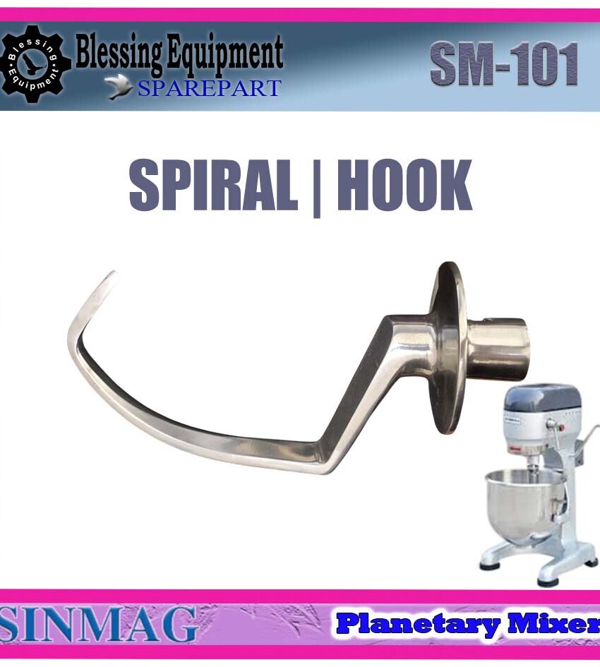 SM-101 SPAREPART PENGADUK SPIRAL | HOOK 10L Planetary Mixer SINMAG SM 101 HOOK SHAPE BEATER | PENGOCOK 10 LITER | PENGADUK BERBENTUK KAIL | KAIT MIXER SM101 SINMAG