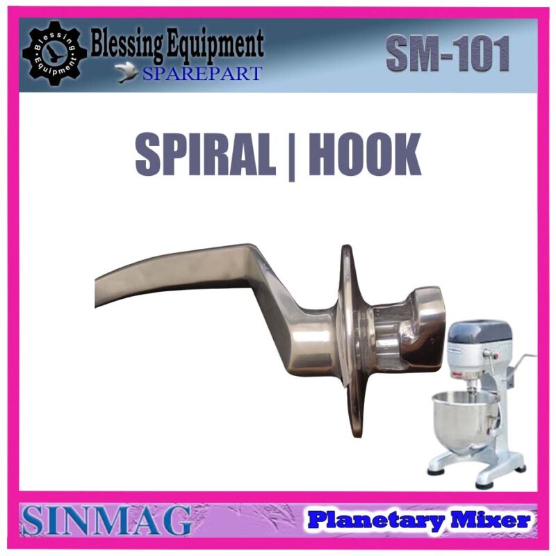 SM-101 SPAREPART PENGADUK SPIRAL | HOOK 10L Planetary Mixer SINMAG SM 101 HOOK SHAPE BEATER | PENGOCOK 10 LITER | PENGADUK BERBENTUK KAIL | KAIT MIXER SM101 SINMAG - Image 5