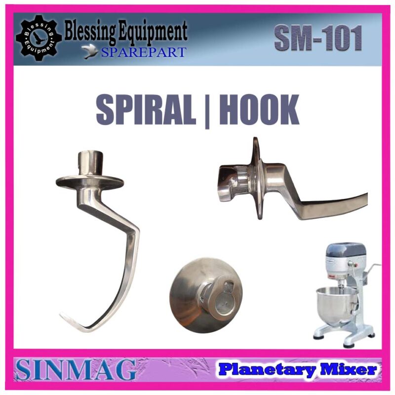 SM-101 SPAREPART PENGADUK SPIRAL | HOOK 10L Planetary Mixer SINMAG SM 101 HOOK SHAPE BEATER | PENGOCOK 10 LITER | PENGADUK BERBENTUK KAIL | KAIT MIXER SM101 SINMAG - Image 3