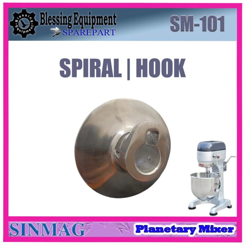 SM-101 SPAREPART PENGADUK SPIRAL | HOOK 10L Planetary Mixer SINMAG SM 101 HOOK SHAPE BEATER | PENGOCOK 10 LITER | PENGADUK BERBENTUK KAIL | KAIT MIXER SM101 SINMAG - Image 4