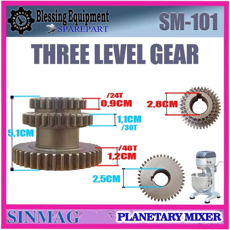 SM-101 | LP-101 SPAREPART THREE LEVEL GEAR 10L Planetary Mixer SINMAG LUNPANG SM 101 LP 101 GIGI SUSUN 3 TINGKAT | THREE PLY GEAR | GIGI TRANSMISI TINGKAT MIXER 10LITER SM101 LP101 SINMAG LUNPANG - Image 2