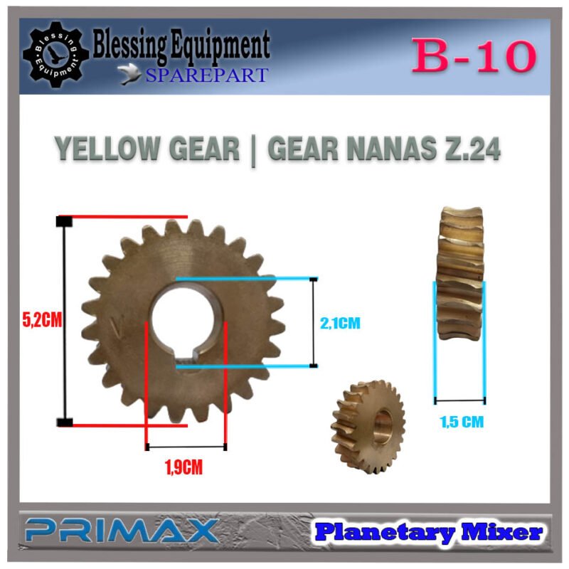B-10 SPAREPART GEAR NANAS | YELLOW GEAR Z-24 Planetary Mixer 10L PRIMAX B 10 GIGI KUNING Z=24 | GEAR | 24 GIGI MATAHARI UNTUK MESIN PENGADUK ADONAN 10 LITER B10 PRIMAX - Image 2