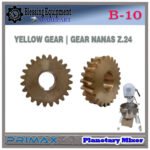 B-10 SPAREPART GEAR NANAS | YELLOW GEAR Z-24 Planetary Mixer 10L PRIMAX B 10 GIGI KUNING Z=24 | GEAR | 24 GIGI MATAHARI UNTUK MESIN PENGADUK ADONAN 10 LITER B10 PRIMAX