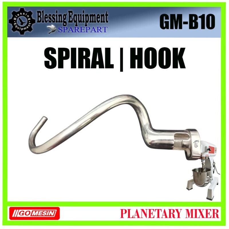 GM-B10 HOOK 10L | SPIRAL Planetary Mixer 10L GOMESIN GM B10 ALAT PENGADUK BERBENTUK KAIL | SPIRAL UNTUK MESIN PENGADUK ADONAN 10 LITER GMB10 GOMESIN