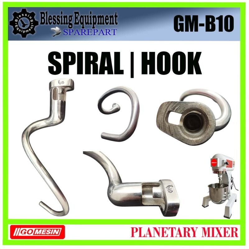 GM-B10 HOOK 10L | SPIRAL Planetary Mixer 10L GOMESIN GM B10 ALAT PENGADUK BERBENTUK KAIL | SPIRAL UNTUK MESIN PENGADUK ADONAN 10 LITER GMB10 GOMESIN - Image 4