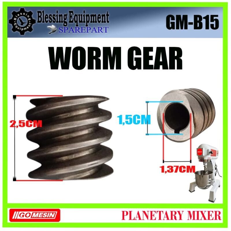 GM-B15 SPAREPART GEAR ULIR | WORM GEAR Planetary Mixer 15L GOMESIN WORM SHAFT | GEAR SPIRAL | GEAR RODA CACING UNTUK MESIN PENGADUK ADONAN 15 LITER GMB15 GOMESIN - Image 2