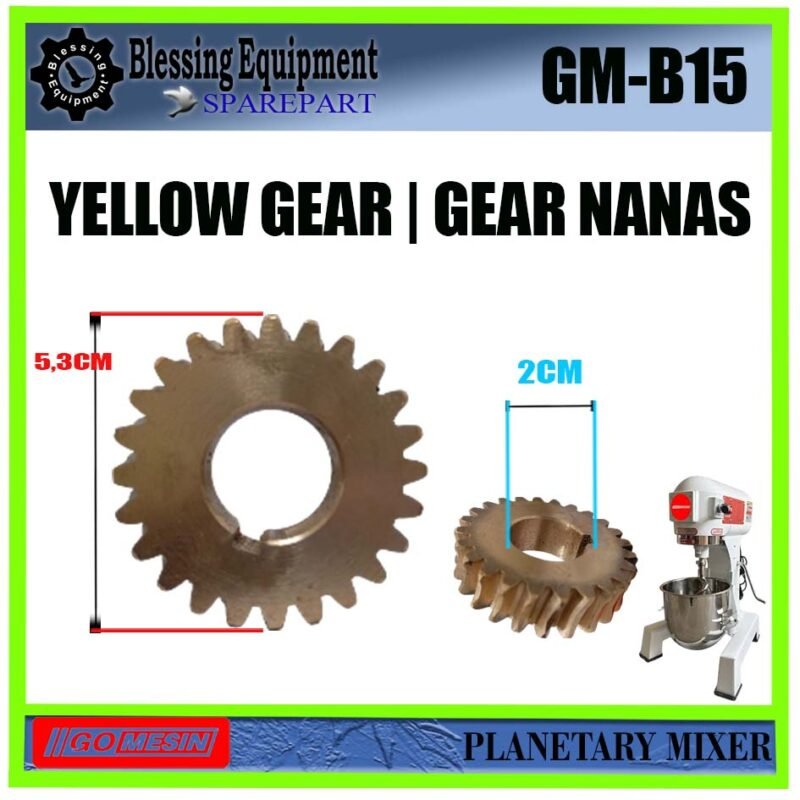 GM-B15 SPAREPART GEAR NANAS | YELLOW GEAR Z-24 Planetary Mixer 15L GOMESIN GEAR KUNING | GEAR MATAHARI 24 GIGI UNTUK MESIN PENGADUK ADONAN 15 LITER GMB15 GOMESIN - Image 2