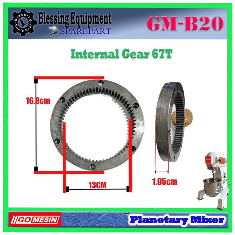 GM-B20 SPAREPART INNER GEAR 67 TEETH | INTERNAL GEAR 67T Planetary Mixer 20L GOMESIN GM B20 GEAR INTERNAL | GIGI RING LINGKAR DALAM 67 GIGI UNTUK MESIN PENGADUK ADONAN 20 LITER GMB20 GOMESIN - Image 2