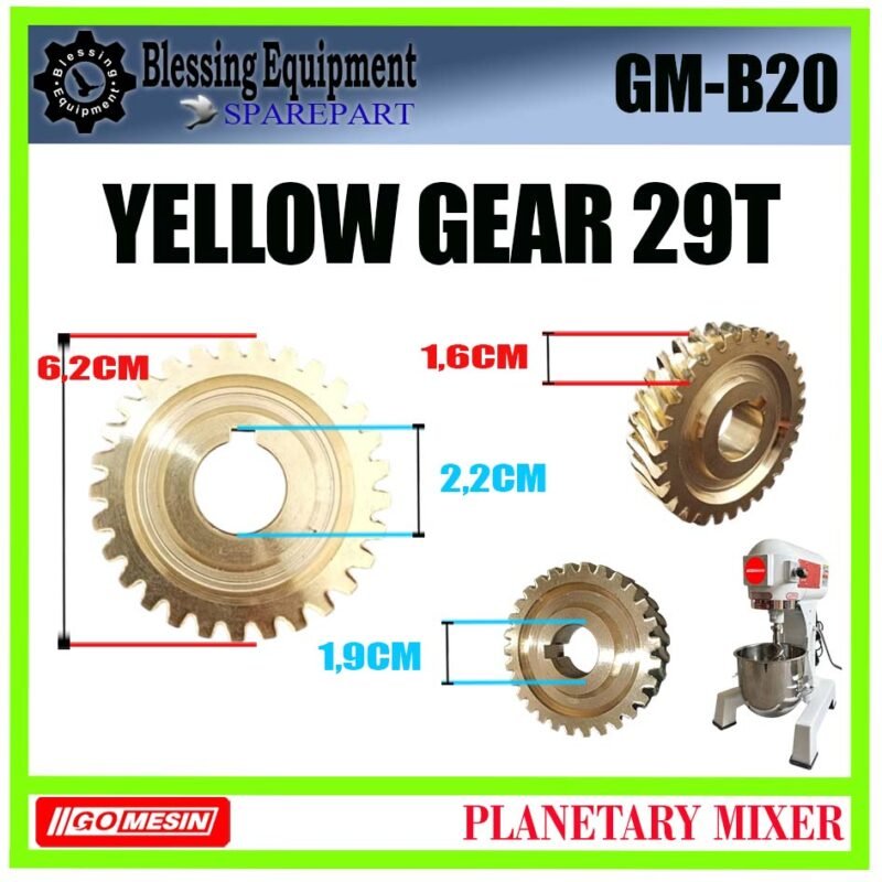 GM-B20 SPAREPART YELLOW GEAR Z-29 | GEAR NANAS 29T Planetary Mixer GOMESIN GM B20 GEAR MATAHARI | 29 GIGI GEAR KUNING MIXER GOMESIN GMB20 - Image 2