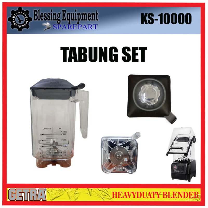 KS-10000 GETRA SPAREPART TABUNG KOMPLIT | JAR SET 2L | TABUNG SET 2LITER Heavyduty Blender GETRA ORIGINAL KS 10000 WADAH | TABUNG GELAS LENGKAP 2LITER BLENDER GETRA KS10000
