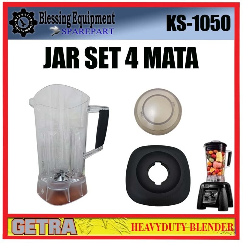 KS-1050 SPAREPART TABUNG LENGKAP 4 MATA | JAR SET 4 MATA | GELAS KOMPLIT NEW Th 2019 Keatas Heavy Duty Blender GETRA KS 1050 WADAH | TABUNG GELAS BLENDER 4 MATA KS1050 BLENDER GETRA - Image 3