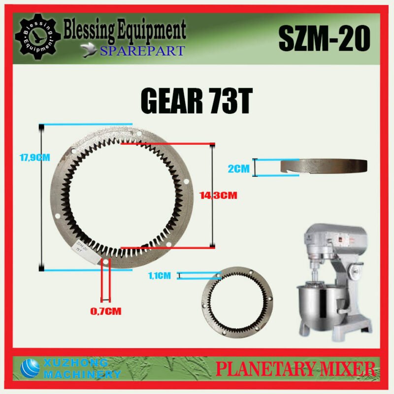 SZM-20 SPAREPART INNER GEAR 73 TEETH | INTERNAL GEAR 73T Planetary Mixer 20L XUZHONG SMZ 20 RING GEAR | RODA PENGGERAK INTERNAL 73 GIGI UNTUK MESIN PENGADUK ADONAN 20 LITER SZM20 XUZHONG - Image 2