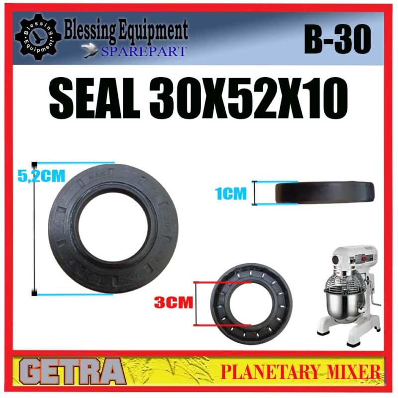 B-30 SPAREPART SEAL | OIL SEAL 30X52X10 Planetary Mixer 30L GETRA B 30 SEGEL HITAM | PENYEGEL KARET HITAM 3CM X 5,2CM X 1CM UNTUK MESIN PENGADUK ADONAN 30 LITER B30 GETRA - Image 2