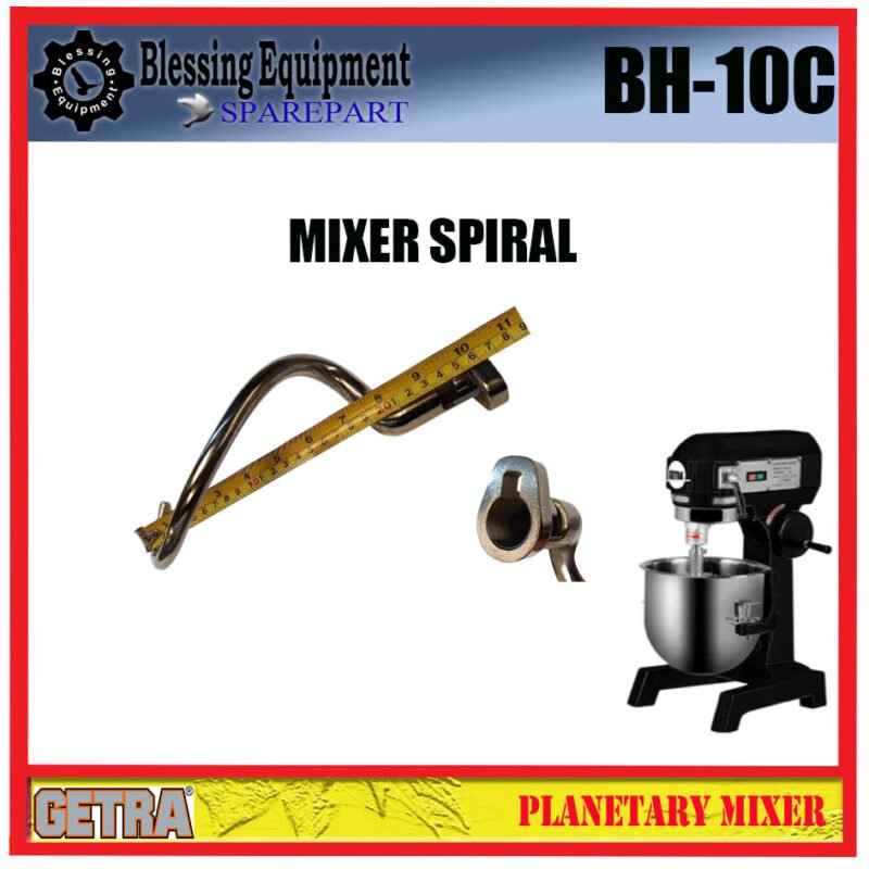 BH-10C SPAREPART HOOK | SPIRAL Planetary Mixer 10L GETRA BH 10C PENGADUK BENTUK KAIT |  PENGADUK BENTUK KAIL UNTUK MESIN PENGADUK ADONAN 10 LITER BH10C GETRA - Image 2