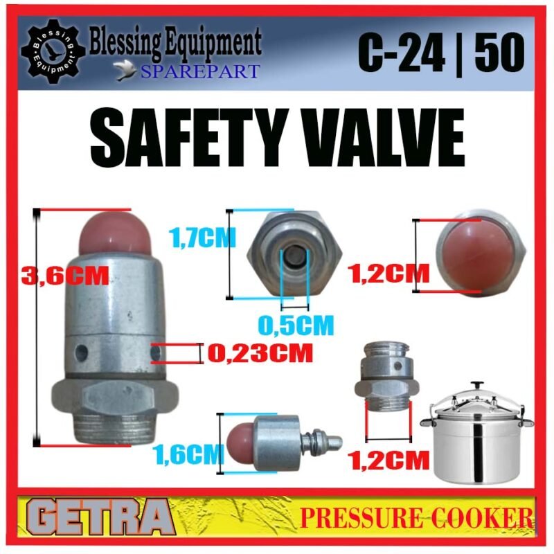 C-24 - C-50 SPAREPART PRESSURE LIMITING VALVE | SAFETY VALVE Pressure Cooker GETRA C 24 - C 50 KATUP PENGAMAN UNTUK PANCI PRESTO C24 - C50 GETRA - Image 2