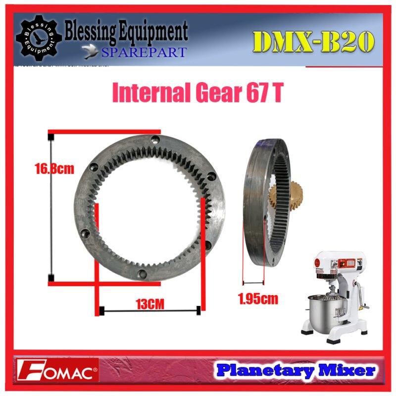 DMX-B20 SPAREPART INNER GEAR 67 TEETH | INTERNAL GEAR 67T Planetary Mixer 20L FOMAC DMX B20 RING GEAR Z-67 | RODA PENGGERAK INTERNAL 67 GIGI UNTUK MESIN PENGADUK ADONAN 20 LITER DMXB20 FOMAC - Image 2