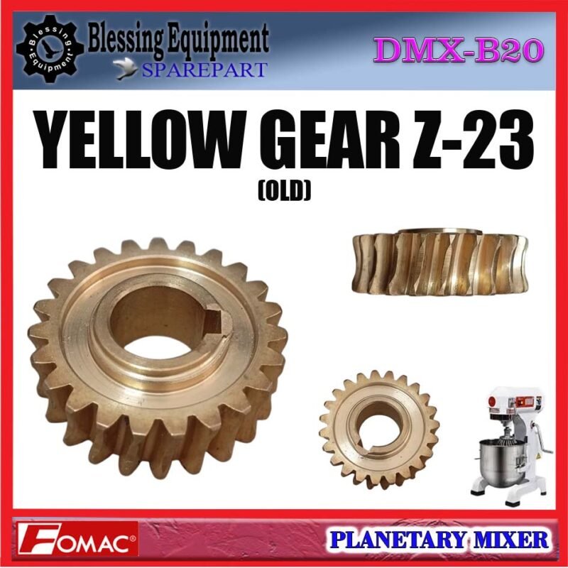 DMX-B20 SPAREPART GEAR NANAS Z-23 (OLD) | YELLOW GEAR Z=23 20L Planetary Mixer FOMAC DMX B20 GEAR OLD | GEAR MATAHARI | RODA GIGI 23T | GEAR KUNING 23 GIGI TYPE LAMA MESIN PENGADUK ADONAN 20 LITER DMXB20 FOMAC - Image 3