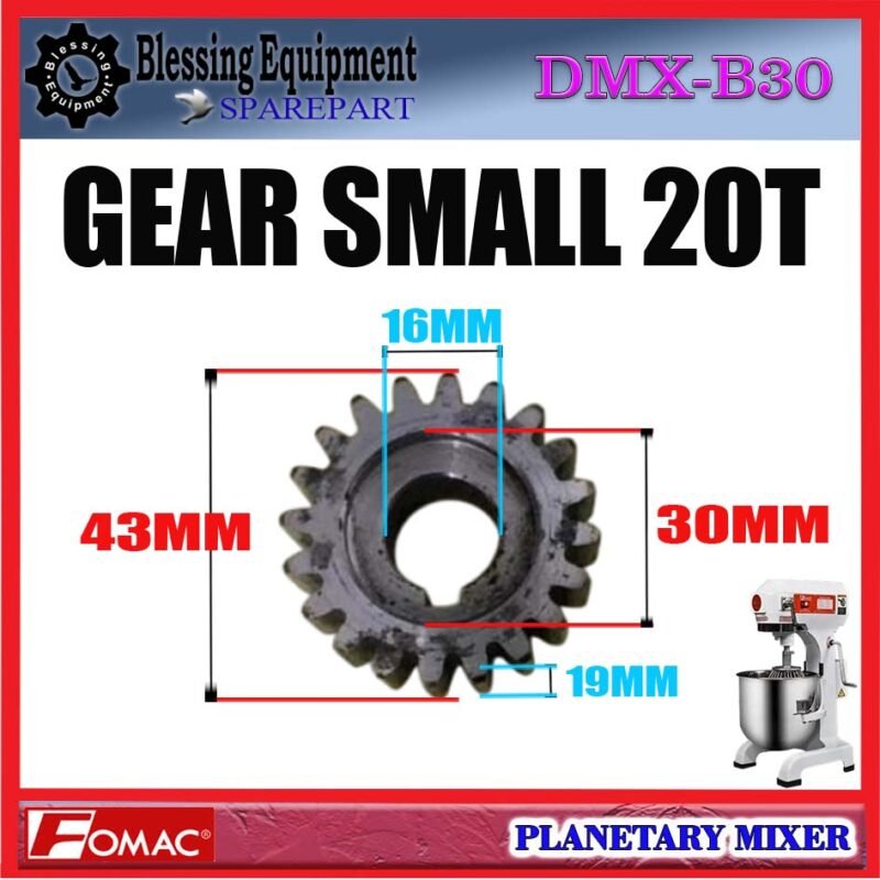DMX-B30 SPAREPART GEAR | GEAR SMALL 20T Planetary Mixer 30L FOMAC DMX B30 RODA GIGI KECIL | RODA KECIL 20 GIGI UNTUK MESIN PENGADUK ADONAN 30 LITER DMXB30 FOMAC - Image 2